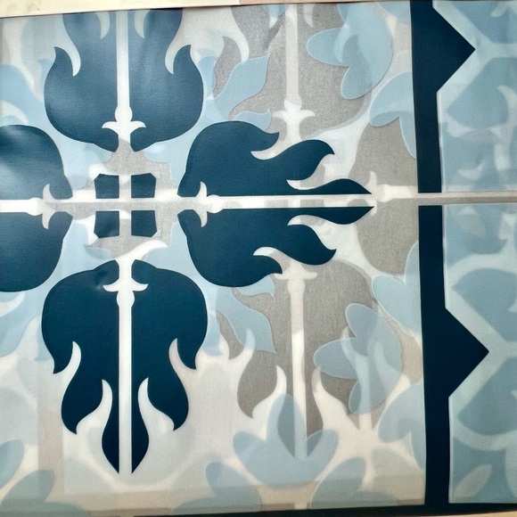 Mosaic Tiles Peva Shower Curtain Shades of Blue - Picture 2 of 9